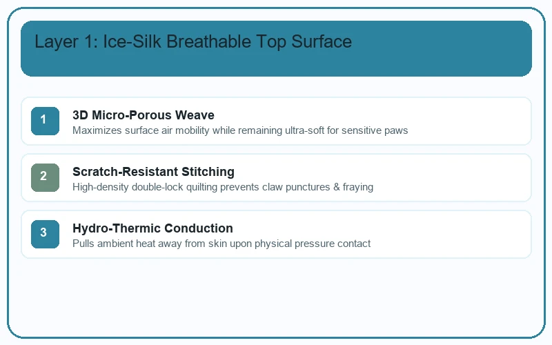 Diagram of Layer 1 - Cool-Touch Hydro-Silk mesh fabric